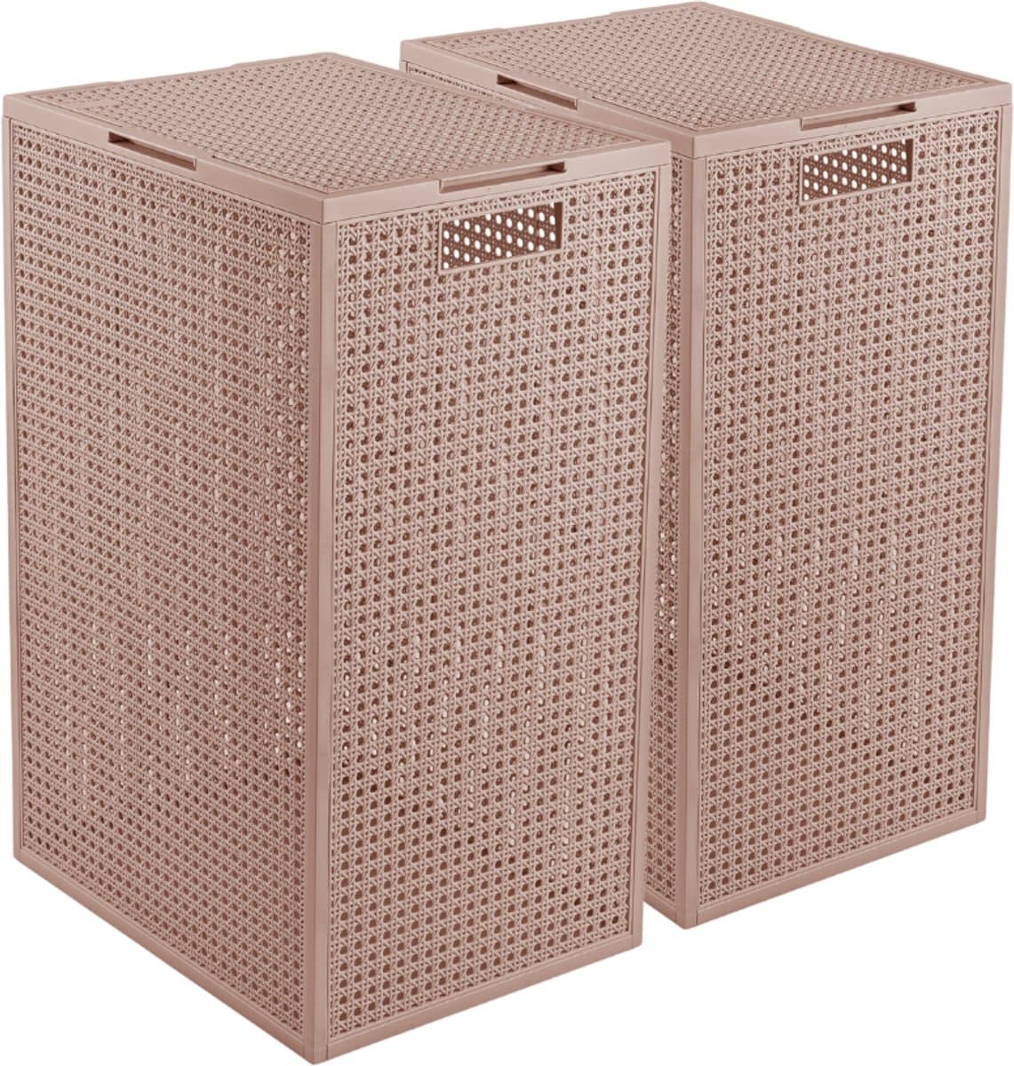 Curver Kaya Wasmand met deksel - 60L - 2 stuks - 38x29x58,5 cm - Warm Taupe — afbeelding 1