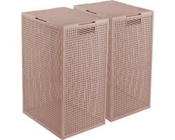 Curver Kaya Wasmand met deksel - 60L - 2 stuks - 38x29x58,5 cm - Warm Taupe — afbeelding 1