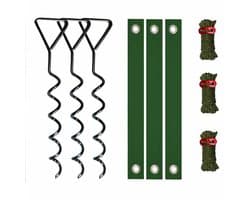 Meedeer Grondankers-Grondpennen 3 Stuks (40cm)-Spiraalharing -Ankerset-Met 3 Spanbanden-Voor Trampoline,Boomstronk, tent,Hondenlijn