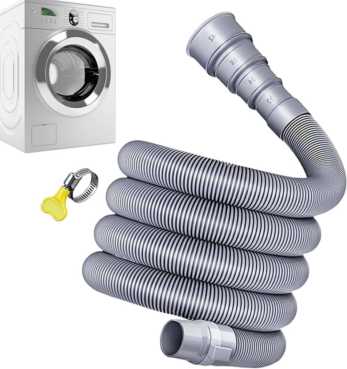Afvoerwaterslang - Verlengset Caravan - Recreatief Gebruik - Verstelbare Adapter - 3 tot 5 Meter - Grijs — afbeelding 1