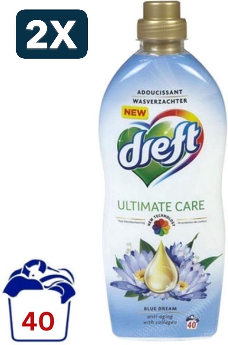 2 x Dreft Wasverzachter Blue Dream - 40 Wasbeurten - 1 Liter — afbeelding 1