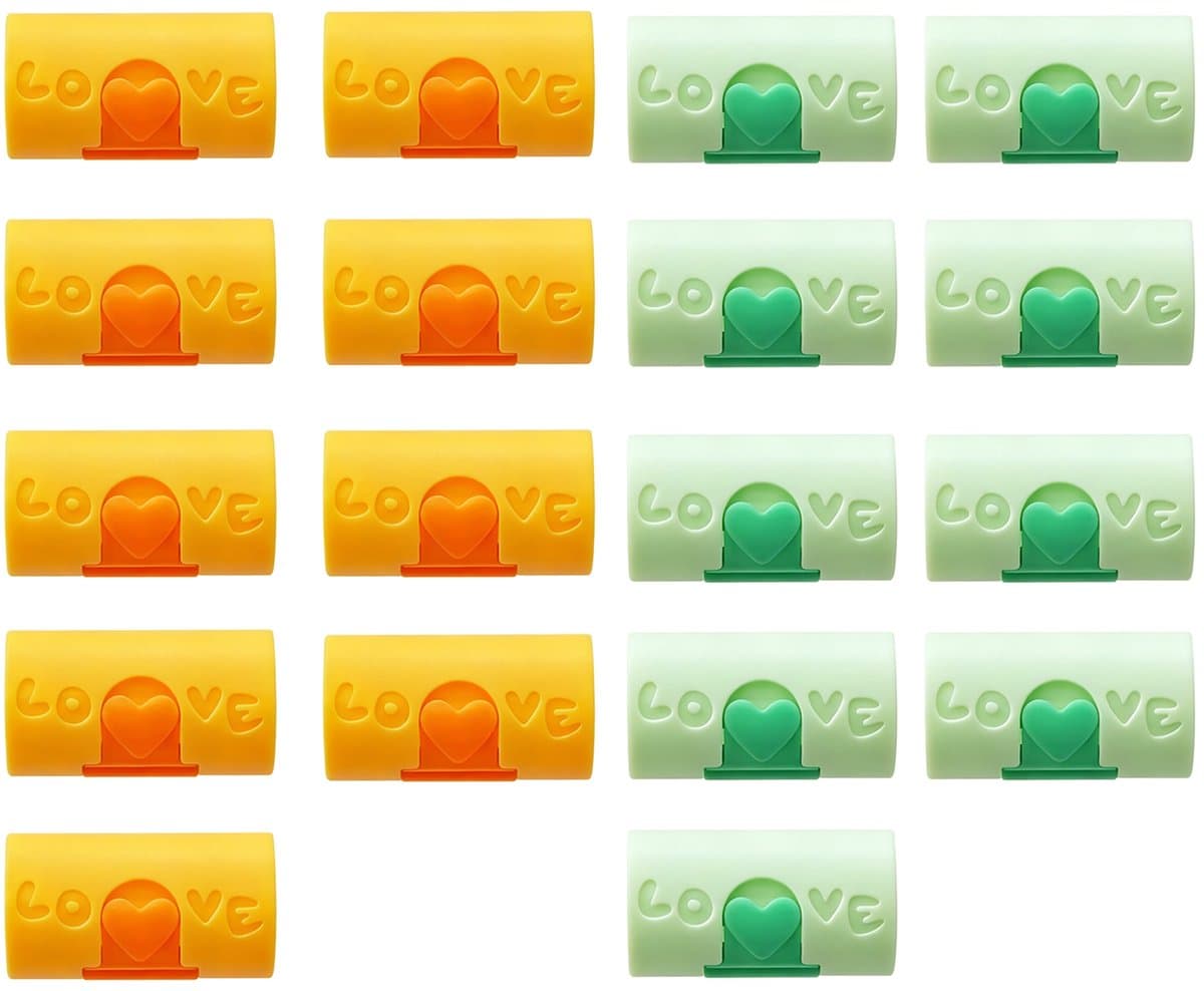 18 Stuks - Stevige Dekbedklemmen - Dekbedovertrekclips - 1,8×1,8×3,5 cm - Dekbedknijpers - Dekbed Clips - ABS - Voorkomt verschuiven dekbedovertrek - Geel, groen — afbeelding 1