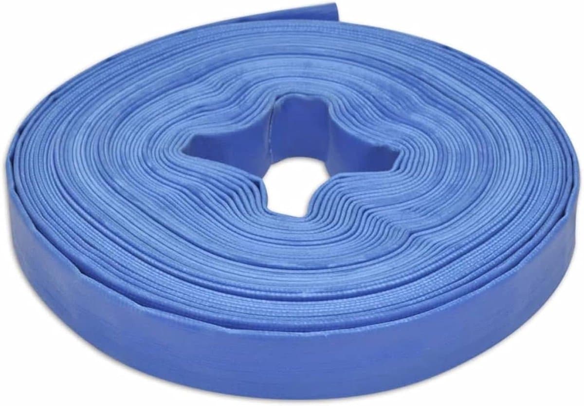 Waterslang 25 Meter - 1 Inch (25 mm) - Blauw - Platte Afvoerslang voor Waterpomp - Versterkt Polyester & PVC - 3 Bar Werkdruk — afbeelding 1