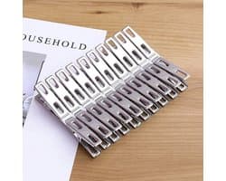 Dailygoods- Kledingpinnen 20 Stuks - Roestvrij Staal - Hitte- en Vorstbestendig - Duurzaam - Sterk Draagvermogen - 4.8cm x 1cm x 2cm - Wasknijpers