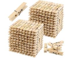 Dailygoods- Bamboe Haringen 500 Stuks - Kleine Houten Wasknijpers - Duurzaam - Compact - Winddicht - Hoogwaardig Materiaal