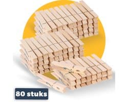 Pasper Wasknijpers - 80 stuks - houten wasknijper - 7.3 x 1 x 1.3 cm - FSC hout — afbeelding 1