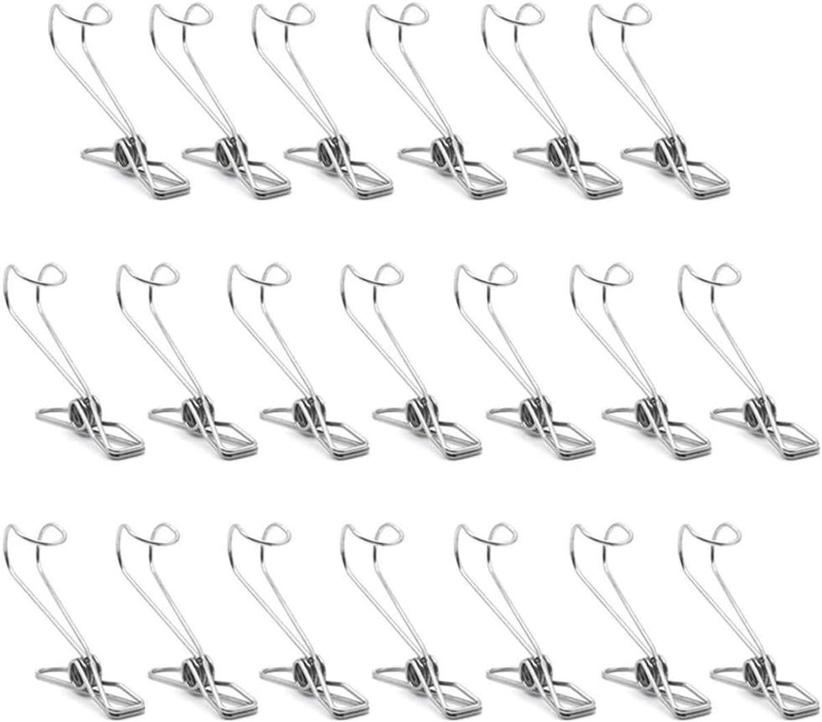 Wasknijpers Roestvrij Staal - Kledinghaken Clips - Kleding Drogen - Gladde Randen - 10 stuks - Zilver — afbeelding 1