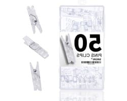 Mini wasknijpers - Kleine knijpers - Decoratie en knutselen - Duurzame kunststof - 50 stuks - Helder