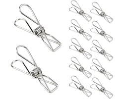 Wasknijpers - 80 Stuks Roestvrijstalen Zware Kledingknijpers - Metalen Clips voor Binnen en Buiten - Waslijn Snackzakjes Handdoeken Foto's en Kantoor - 80 Stuks