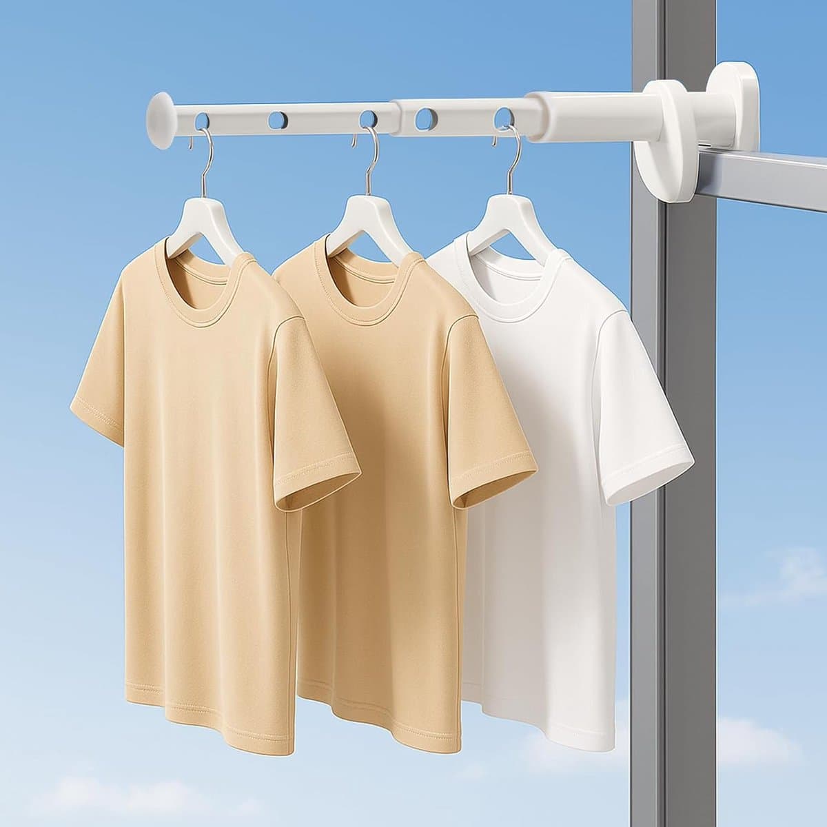 Compacte droogrek voor op reis, mini wasdroger, wanddroger, uitbreidbaar en ruimtebesparend voor hotel, camping, balkon en thuis, kledinghanger voor maximaal 7 kledingstukken. — afbeelding 1
