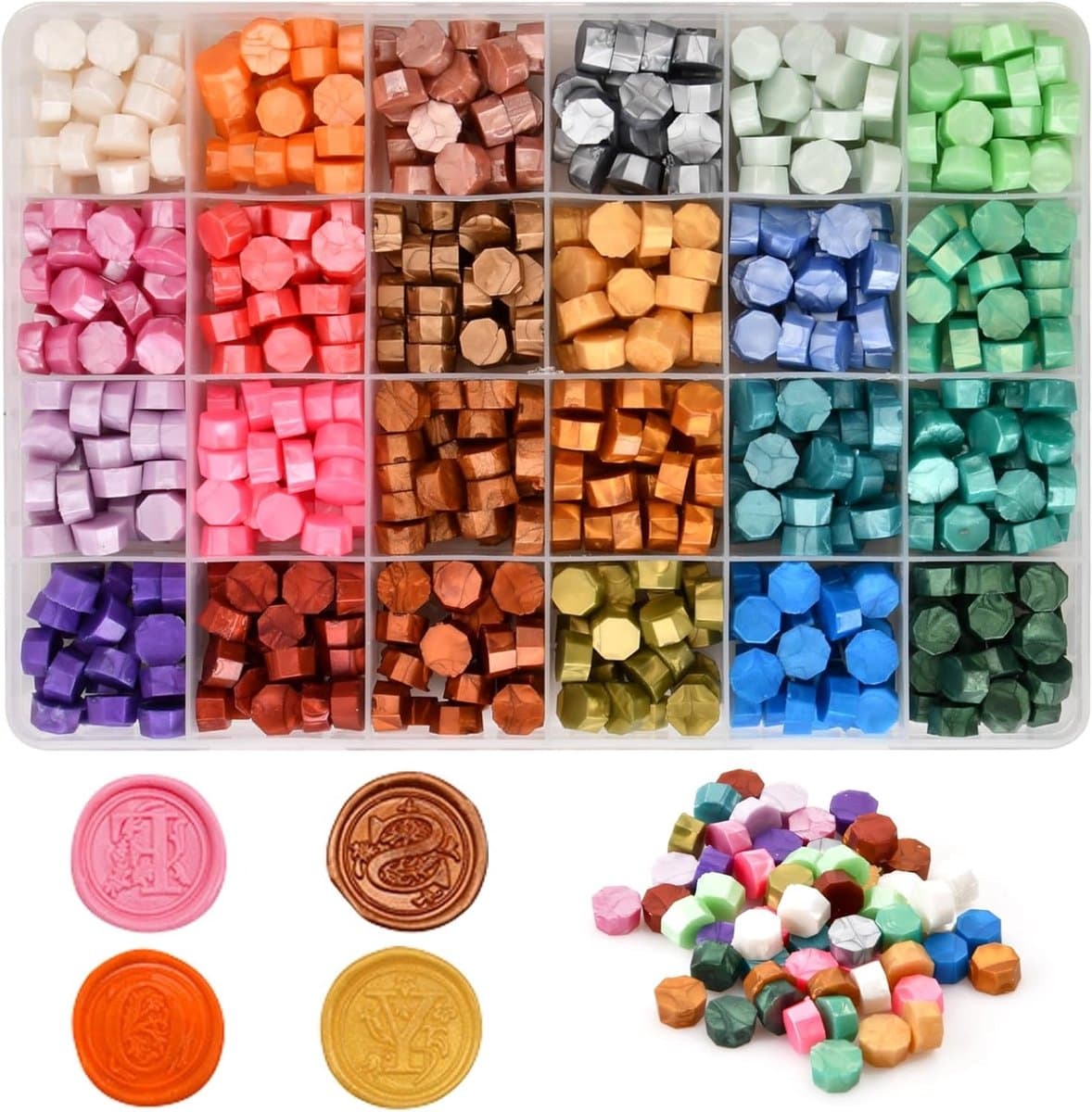 Octagonale Wasbolletjes voor Kaarsen en Wenskaarten - 600 Stuks in 24 Kleuren met Opbergdoos voor Trouwen en Cadeaus — afbeelding 1