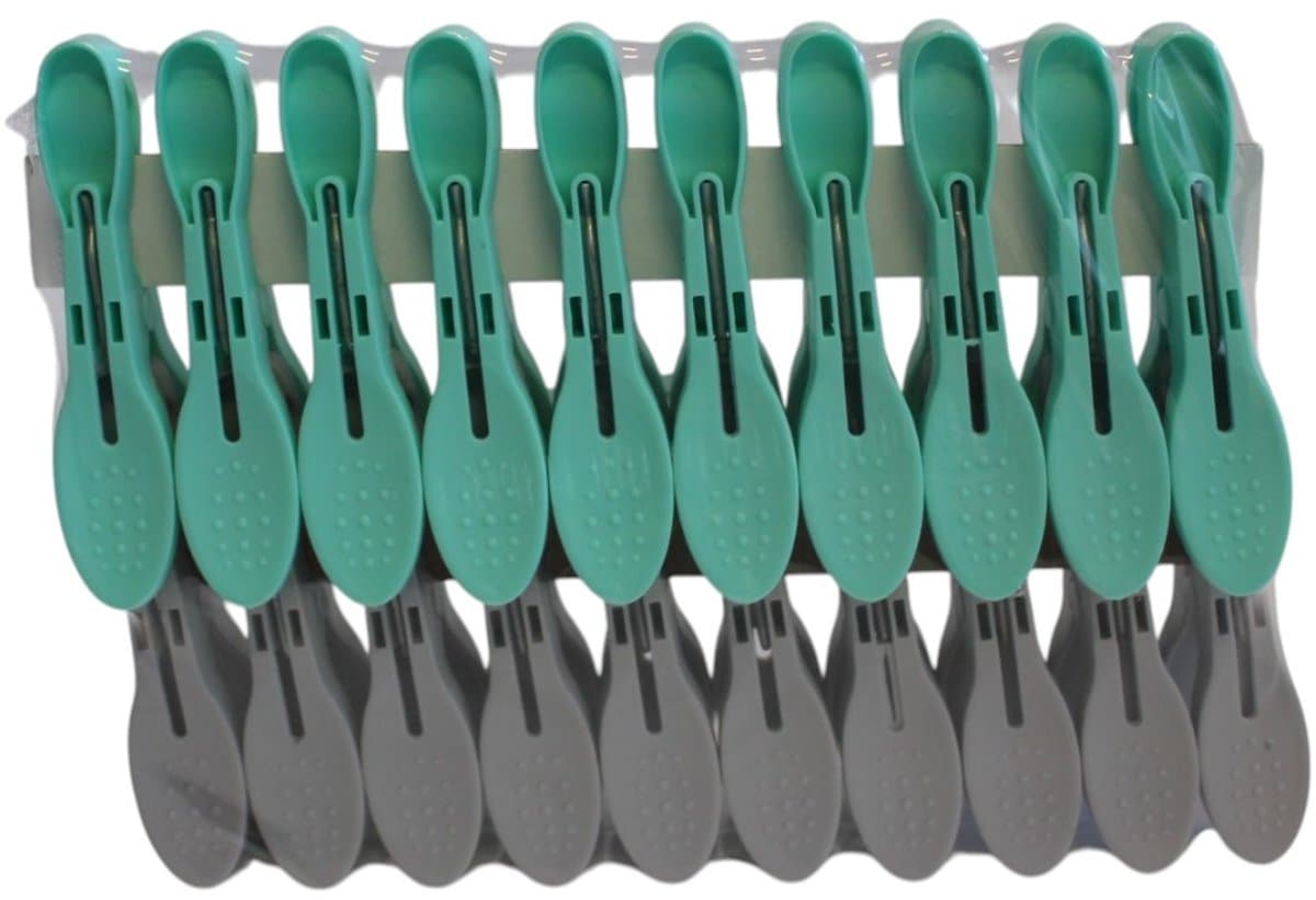 HL - Wasknijpers - Was - Knijper - 40 stuks - groen/grijs - kunststof - sterke grip. — afbeelding 1