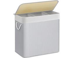 MAZAZU - Wasmand - Waszak - 3 Compartimenten - Bamboe - Grijs