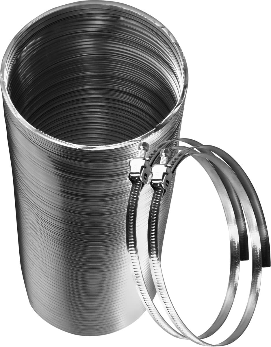 Dparts 120mm aluminium luchtafvoerslang - 1,5 meter - inclusief 2 slangklemmen - hittebestendig tot 250 °C - flexibel afzuigkap wasdroger lucht afvoer slang - flexibele ventilatieslang buis — afbeelding 1