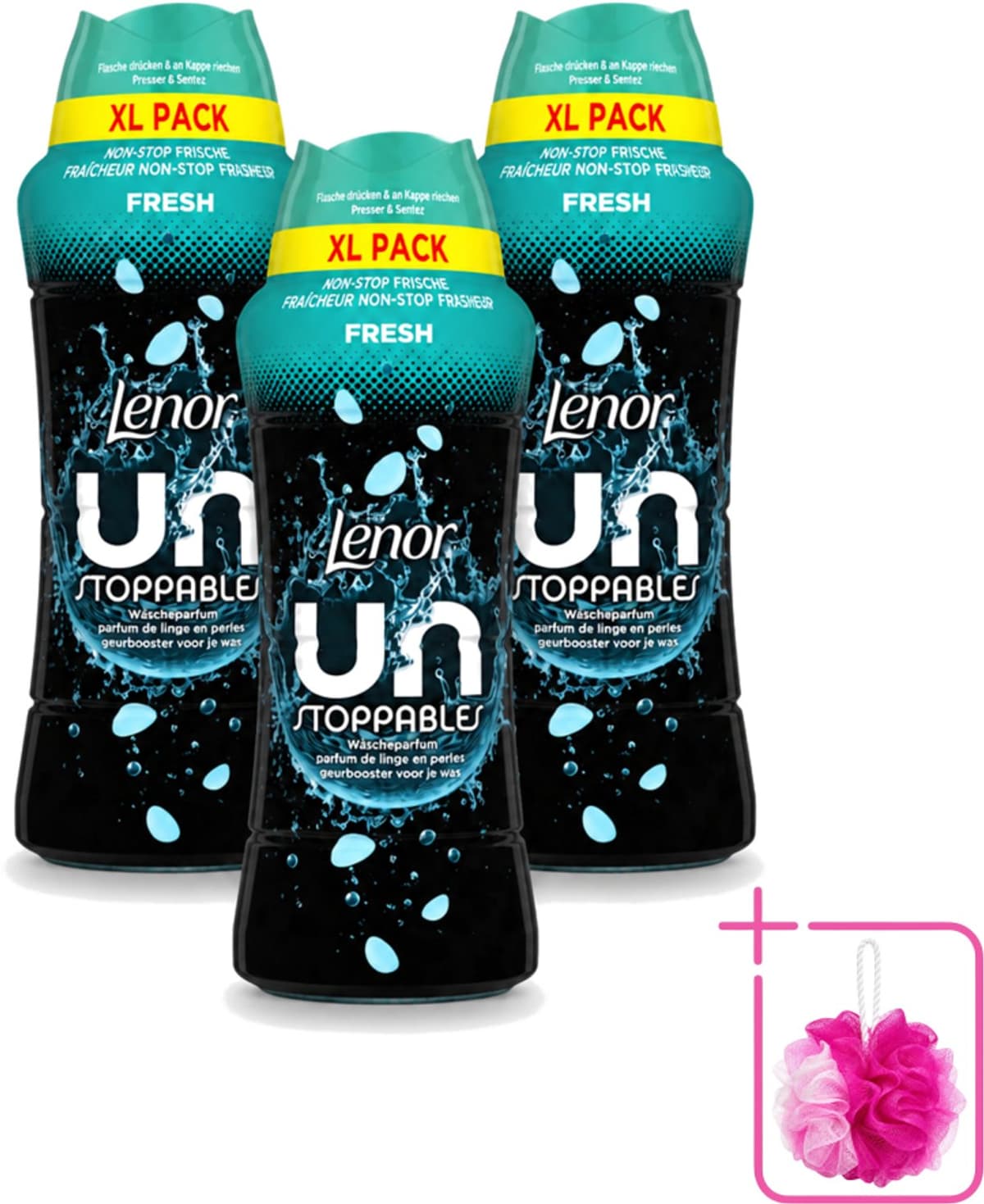 3 x Lenor Unstoppables - Geurbooster - Fris - Non-Stop Frisheid - Grootverpakking - Bulkverpakking - Geurbooster - Douchemop - Frisheid — afbeelding 1