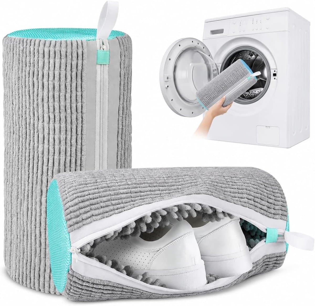 Wasmachine & Droger, Herbruikbaar met Verborgen Rits, Grijs — afbeelding 1
