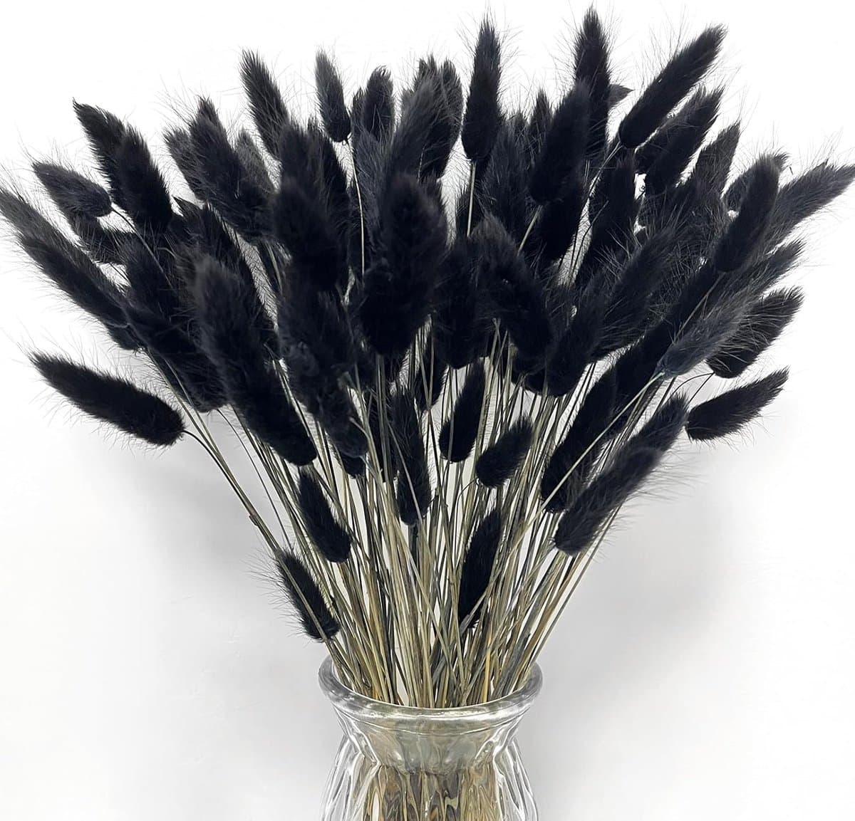 Gedroogde konijnenstaarten bloemen Lagurus konijnenstaarten pampasgras decor zwart gedroogd pampasgras decoratie voor bloemstukken boho bruiloft boeketten woondecoratie tuindecoratie — afbeelding 1