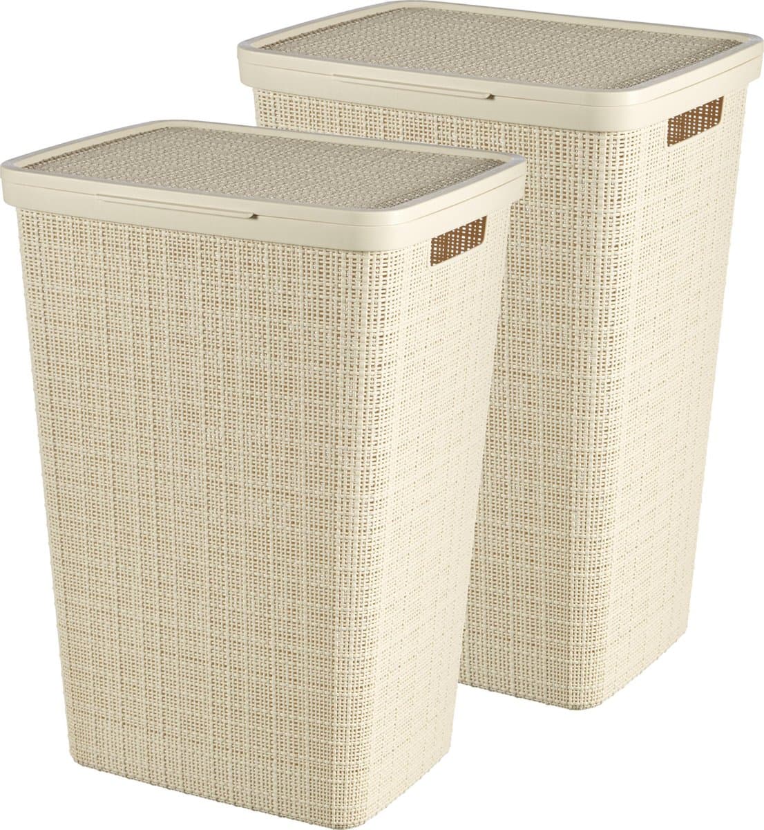 Curver Jute Wasmand met deksel 58L - 2 stuks - Gebroken Wit — afbeelding 1