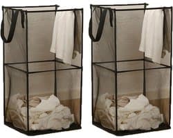 2 Stuks Opvouwbare wasmand met handgrepen, mesh, pop-up opvouwbare wasmand, opbergmand voor thuis, organizer, slaapkamer, reizen