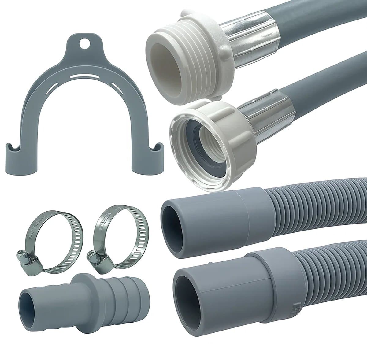 Fixem® - 3.5M Verlengslang set voor wasmachine en vaatwasser - toevoerslang en afvoerslang verlengset - inclusief afvoerverbindingsstuk en slangklemmen — afbeelding 1