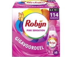 Robijn- Vloeibaar Wasmiddel - Klein & Krachtig - Pink Sensation - 6 flessen - 114 wasbeurten