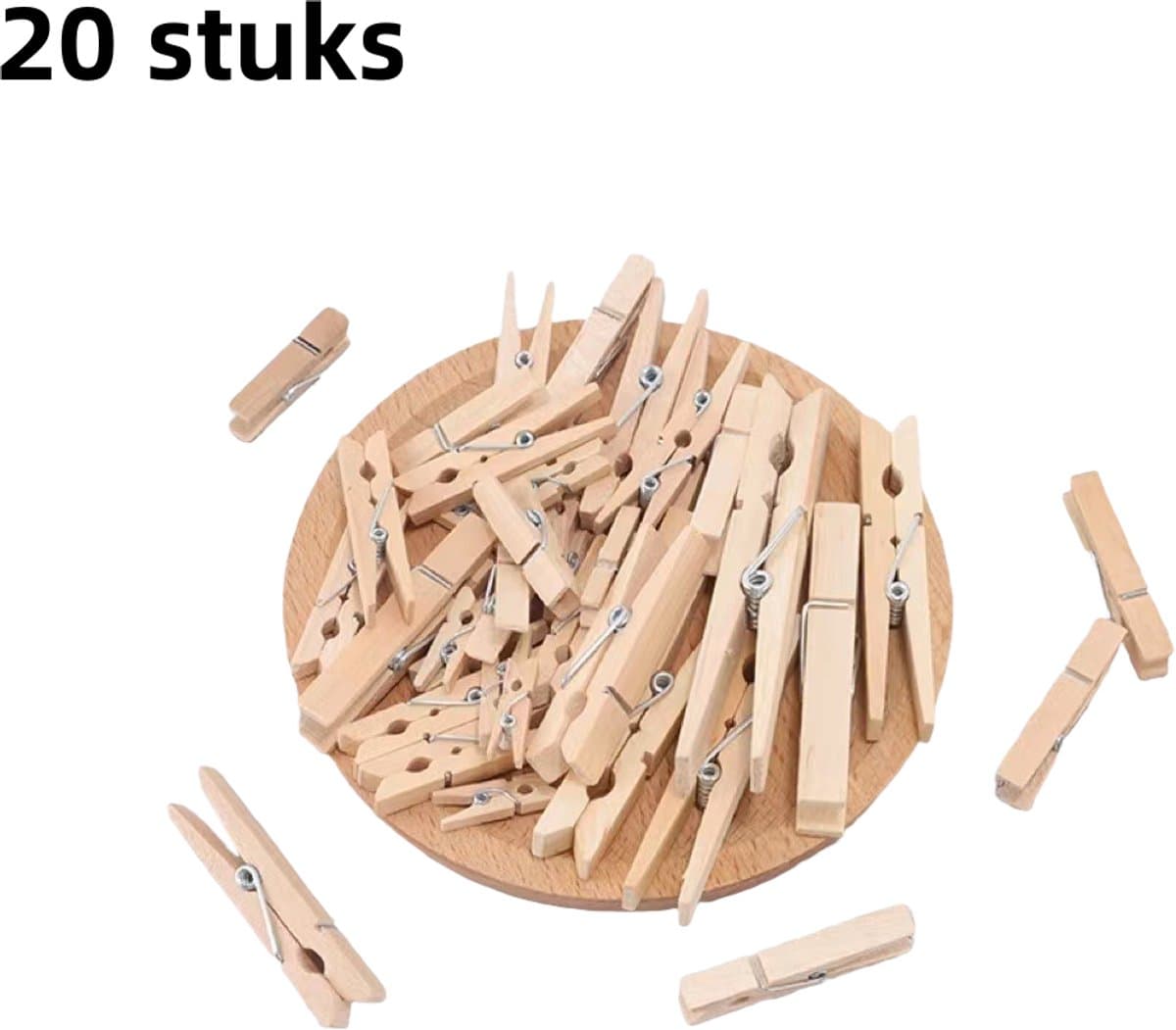 20 stuks - originele houten clips in houtkleur - geschikt voor het opbergen van fotoclips - van hout - 3,5 cm * 0,7 cm — afbeelding 1