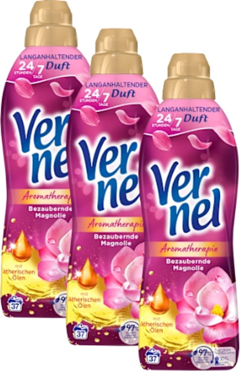 Vernel Wasverzachter - Magnolia - 3 flessen - Voordeelverpakking - 3x814 ml - Betoverende Magnolia - Voordeelwasverzachter — afbeelding 1