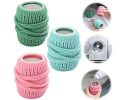 3 stuks wasballen - wasverzachter - anti-klit reinigingsbal -vlekverwijderaars voor kleding - elastische wasbal - herbruikbaar - geschikt voor wasmachine en droger (4,5*7cm - blauw, roze, groen)