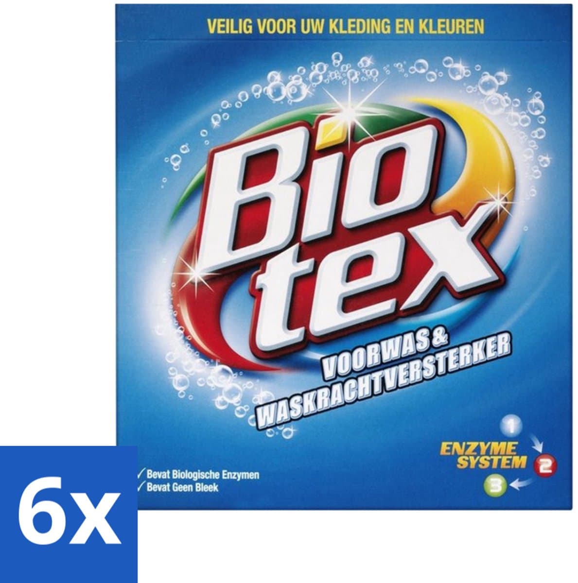 6 x Biotex - Voorwas & Waskrachtversterker - Waspoeder - Witte en Gekleurde Was - 50 Wasbeurten - Waspoeder - Vlekkenverwijderaar - Biologisch Wasmiddel - Wasversterker - Biotex — afbeelding 1