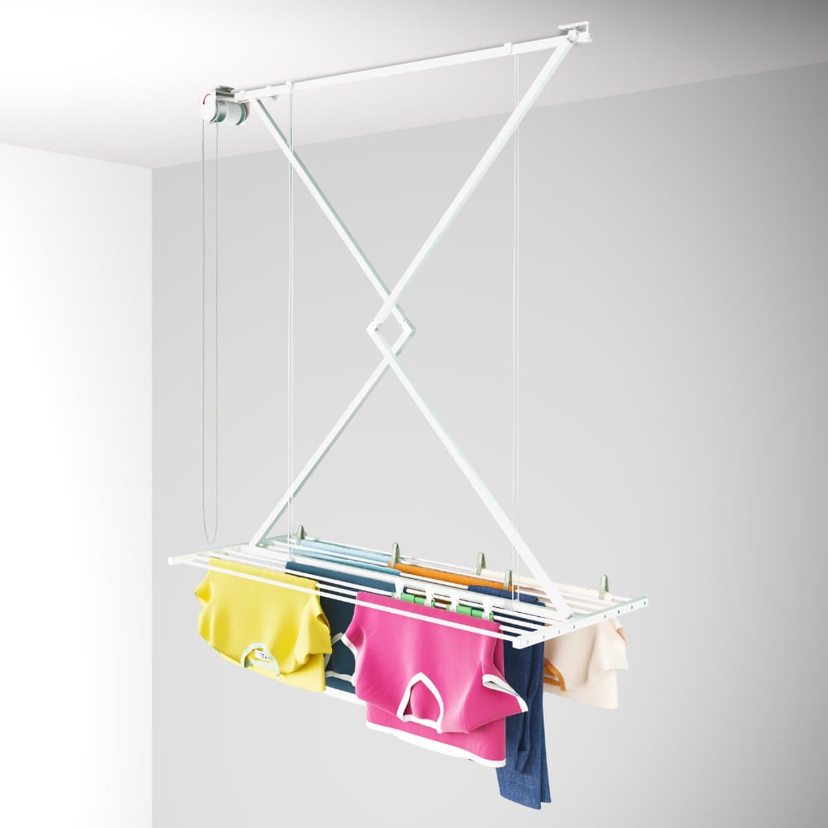 Foxydry Mini 128 cm plafond droogrek - wit - handbediend — afbeelding 1