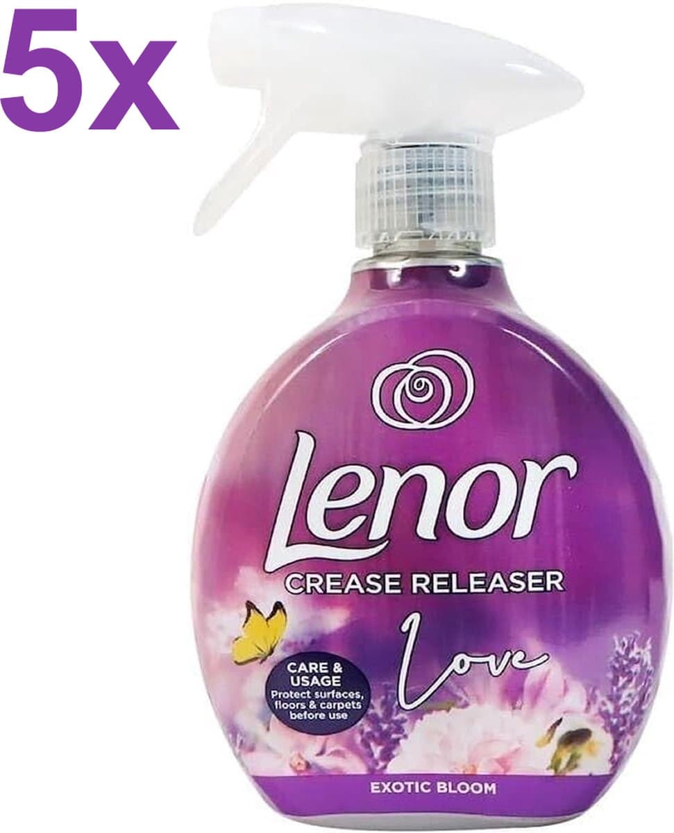 Lenor - Crease Releaser - Love - Exotic Bloom - Kreukverwijderaar - Textielvefrisser - Spray - 5x 500ml - Voordeelverpakking — afbeelding 1