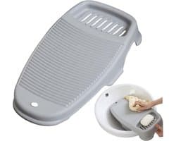Wasbord - Mini-Handwasbord - Ondergoed Washboard - Washboard Voor Kinderen - Antislip - Huishoudelijk Gebruik Voor Studenten - Gebruikt Om Kleding En Kleine Artikelen - Met De Hand Te Wassen - Perfect Voor Kleding En Sokken Wassen - Kunststof - Grijs — afbeelding 1