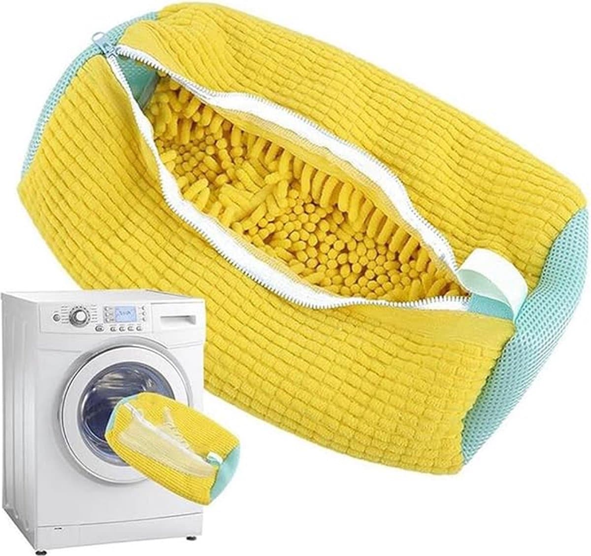Waszak - Waszak Schoenen - Waszak Voor Schoenen - Laundry bag - Waszakken voor Sneakers - Wasgoed - Schoenenwaszak Wasmachine - Schoenenwaszak - Herbruikbaar - Schoen Wassen - Netje Anti-Vervorming - Waszak Schoenenzak - 39 x 19 cm - geel - Polyester — afbeelding 1