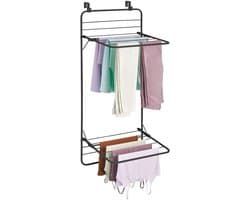 Ruimtebesparend metalen droogrek om aan de deur te hangen met 2 niveaus - praktische wasdroger voor badkamer of wasruimte - brons - wasrek