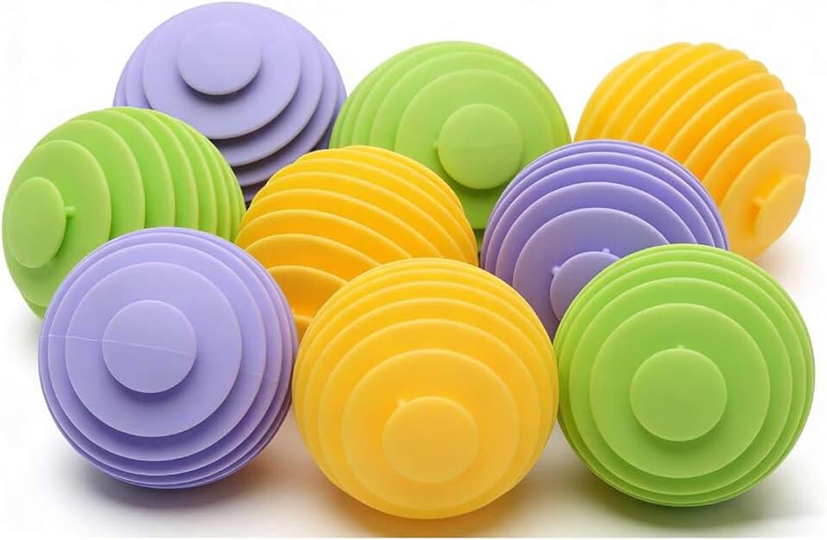Wasbal voor wasmachine, 9 stuks, herbruikbare rubberen wasballen, anti-verstrikking, wasballen voor wasmachine, droger en wasdroger — afbeelding 1