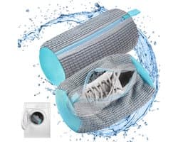 Waszak 2 Stuks Plüsch Schoenenwaszak Grijs Ritssluiting Herbruikbaar Sneakers (2-delige set, XL schoenenwaszakken in grijs), herbruikbaar, opvouwbaar, met ritssluiting, ophangkoord, XL, wasbestendig