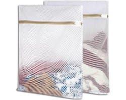 Waszakken voor wasmachine, 2 stuks, waszakken met gouden ritssluiting, wasnet, reizen, opbergtas, organisatiezak voor truien, overhemden, ondergoed (30 x 40 cm)