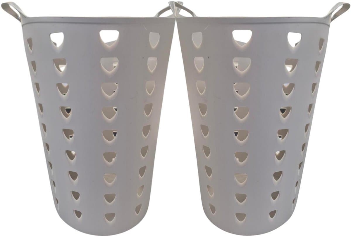 Excellent Houseware Flexibele wasmand - 2x - beige - 60 liter - kunststof - 47 x 50 cm — afbeelding 1