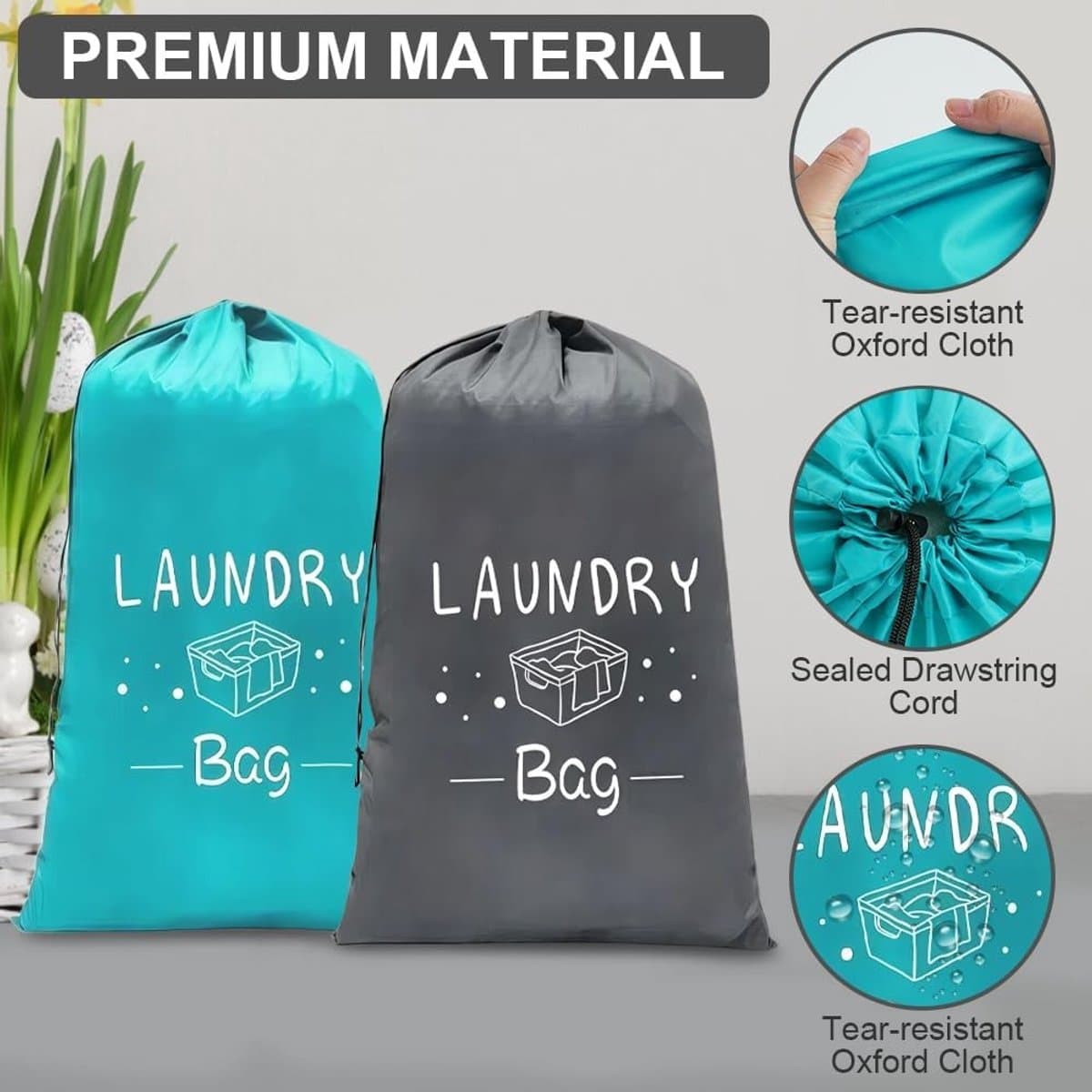 Grote Vouwbare Waszakken van 120L met Trekkoord voor Vuile Kleding - Ideaal voor Reis, Badkamer en Slaapkamer (61×91cm) — afbeelding 1
