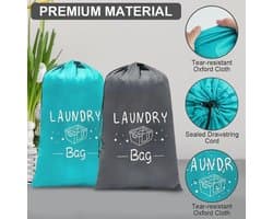 Grote Vouwbare Waszakken van 120L met Trekkoord voor Vuile Kleding - Ideaal voor Reis, Badkamer en Slaapkamer (61×91cm)