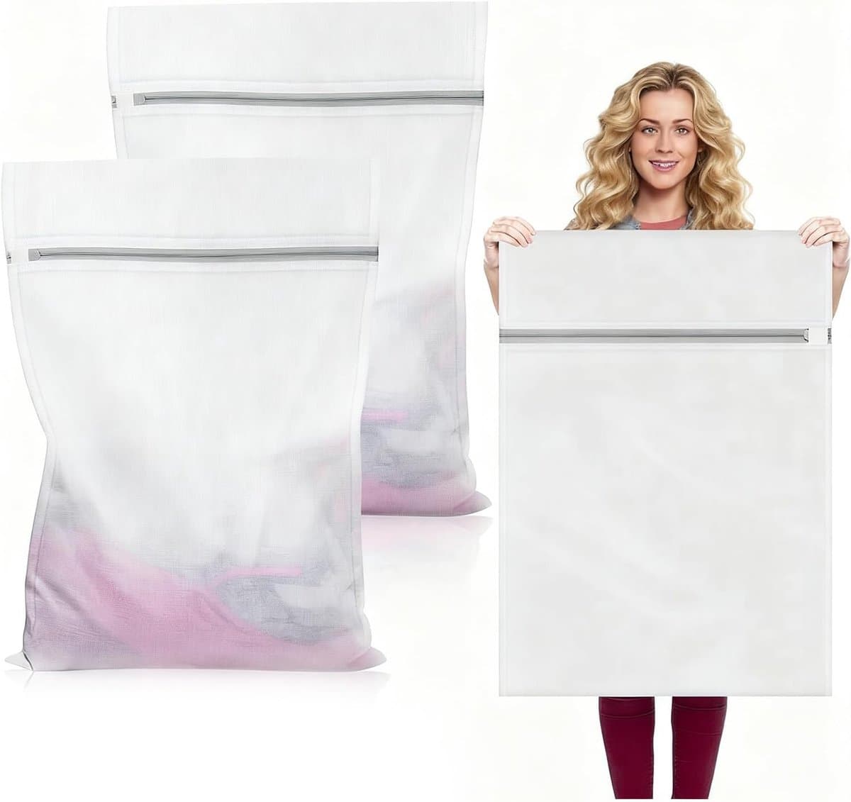 Waszakken, 60 x 80 cm met ritssluiting voor wasnetjes, speciaal ontworpen voor machinewas - perfect voor het beschermen van dekens, beddengoed, dekbedovertrekken en delicate — afbeelding 1