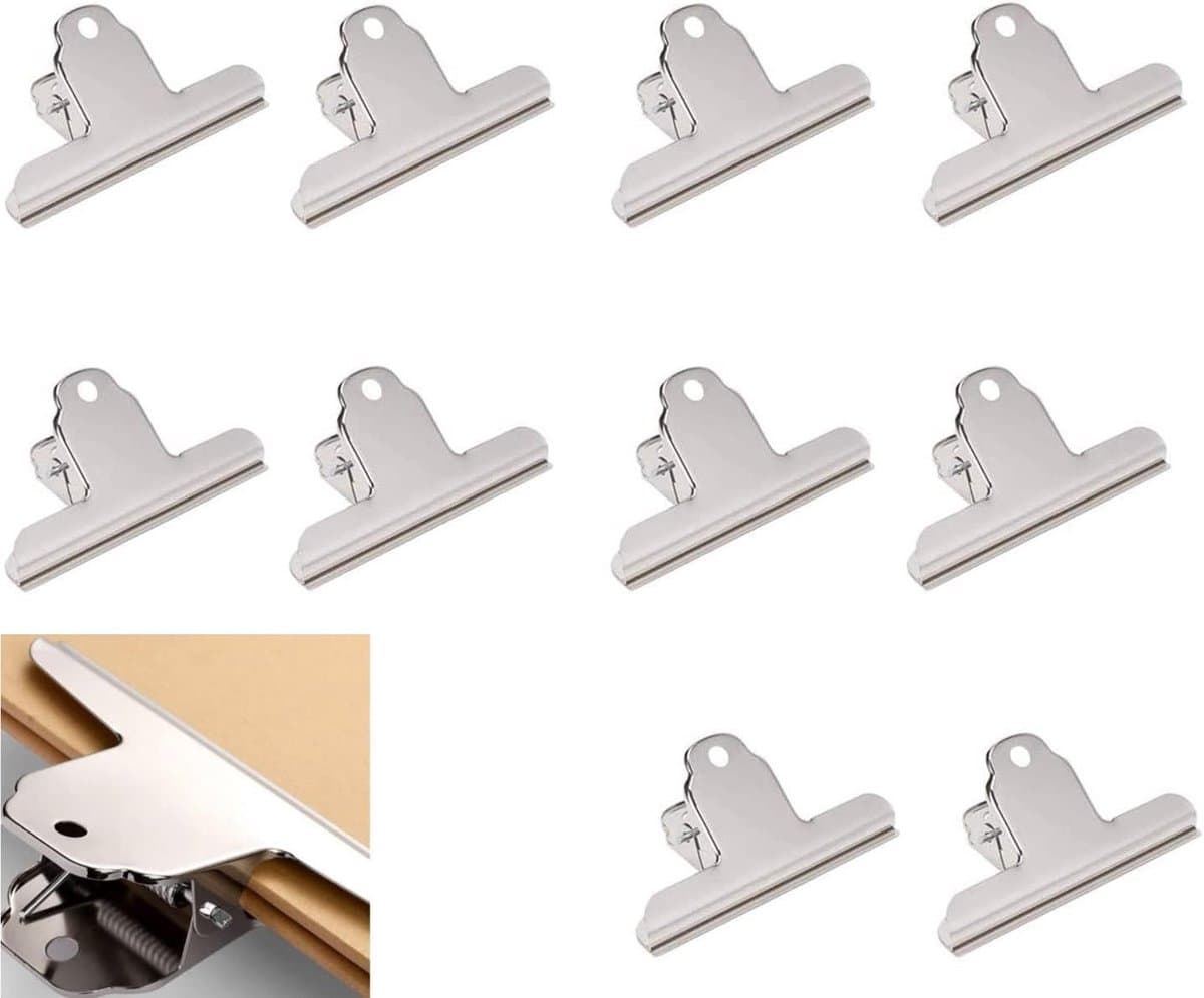Grote Bulldog Clips - Metalen Klemmen - Documenten Organiseren - Roestvrij Staal - 10 cm - Zilver — afbeelding 1