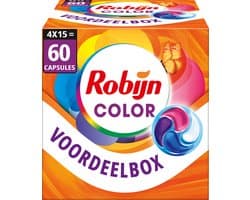 Robijn Wasmiddel - 4-in-1 Wascapsules - Color - 4 x 15 stuks - 60 Wasbeurten - Voordeelverpakking