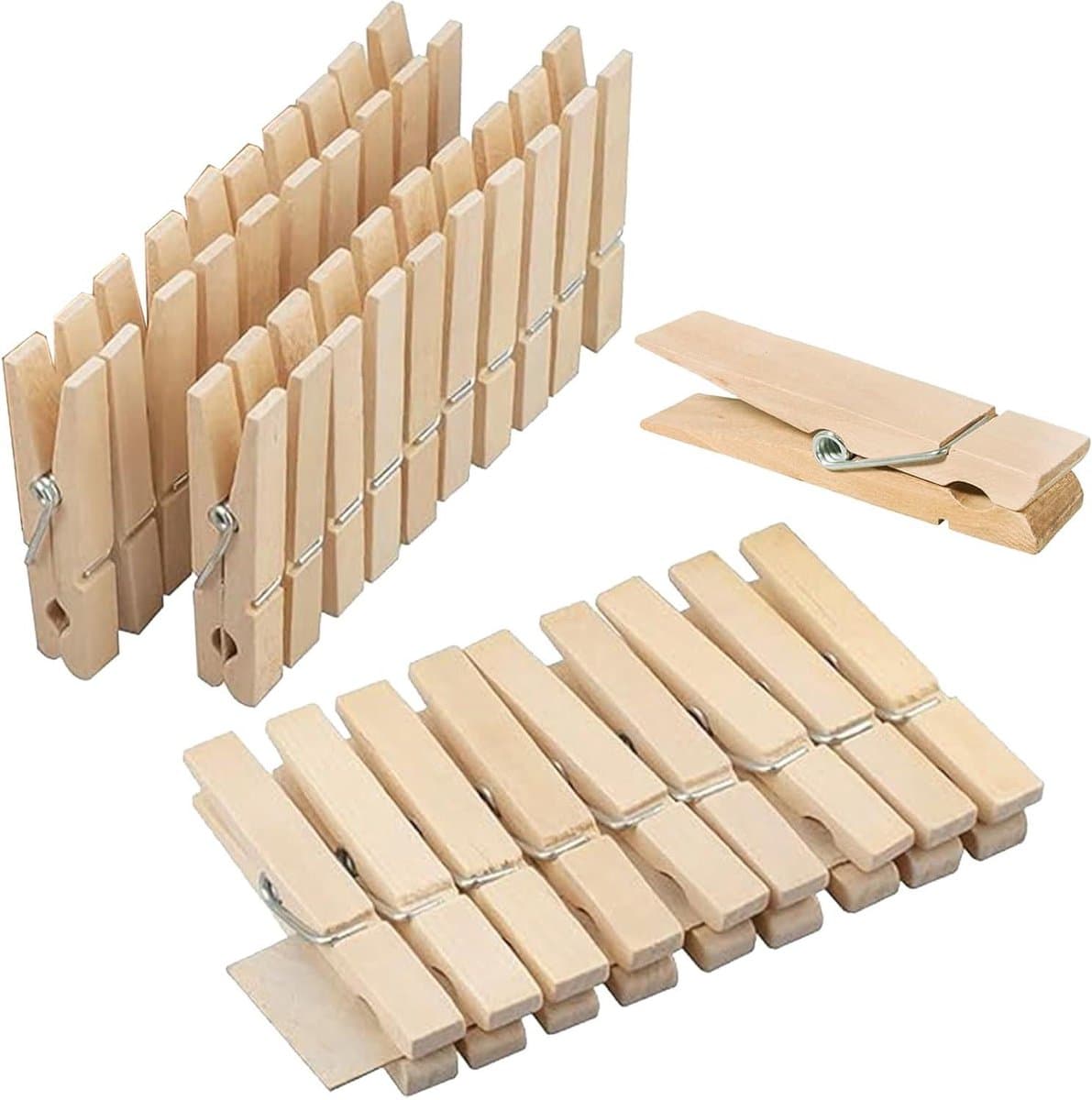 Houten Wasknijpers - Mini Klemmen Decoratief - Foto's Ophangen - Natuurlijk Hout - 10 cm - Natuurlijk — afbeelding 1