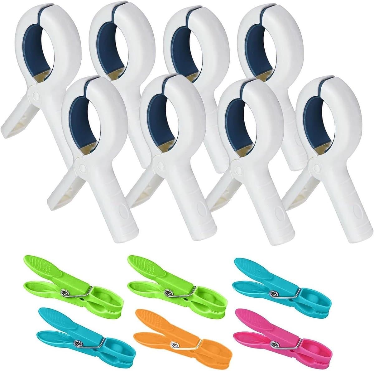 Wasknijpers Kunststof - Handdoekclips Strand - Kleding Ophangen - Winddicht Ontwerp - 14 stuks - Grijs — afbeelding 1