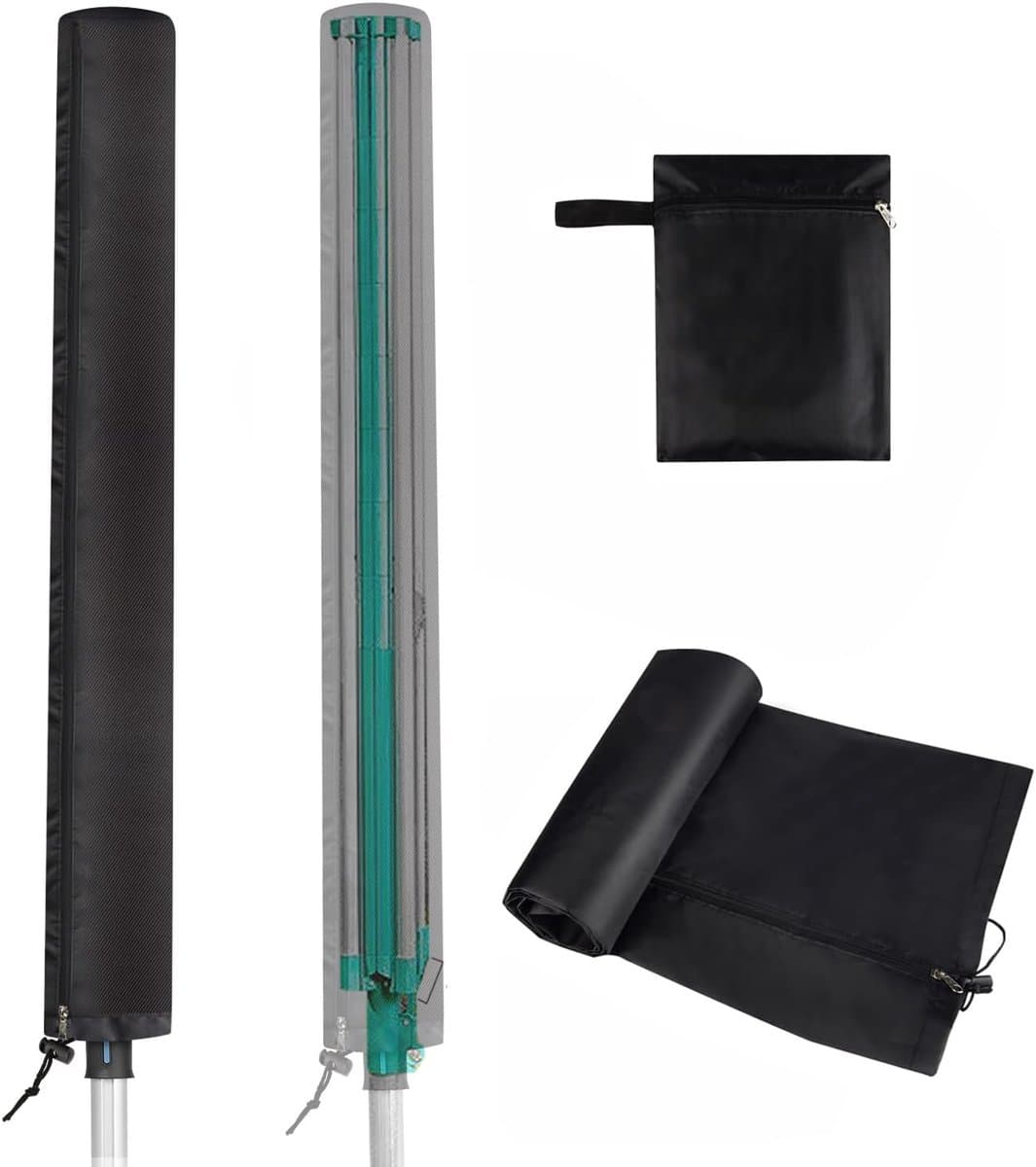 Waslijnhoes 165 cm, 420D Oxford waslijn hoes waterdicht, interne zilveren coating met ritssluiting en trekkoord, beschermhoes voor roterende waslijn — afbeelding 1