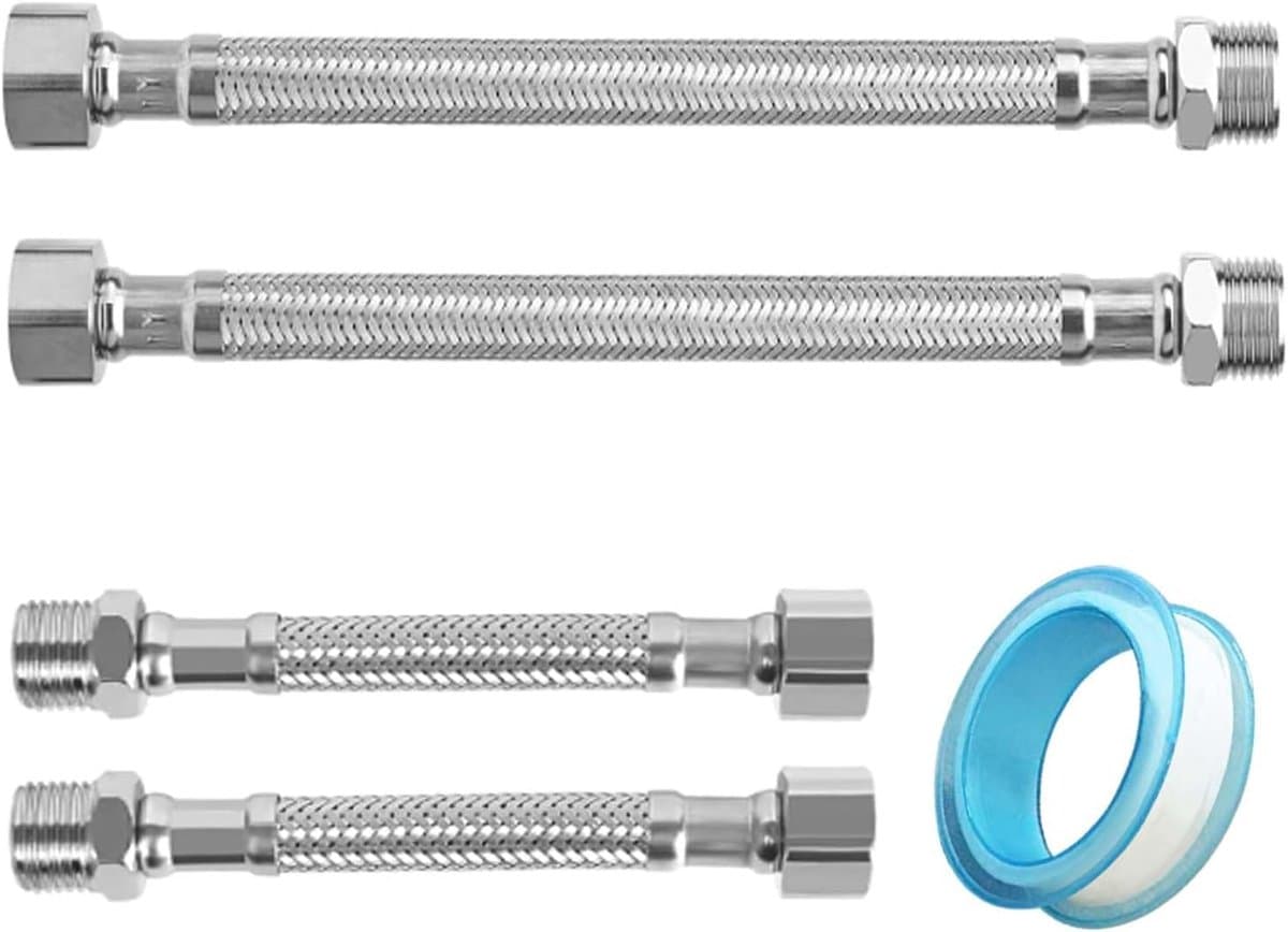 Flexibele kraanslangverlengstukken 10cm/20cm - 304 roestvrij staal - kinkvrije aansluiting - ShopVlot — afbeelding 1