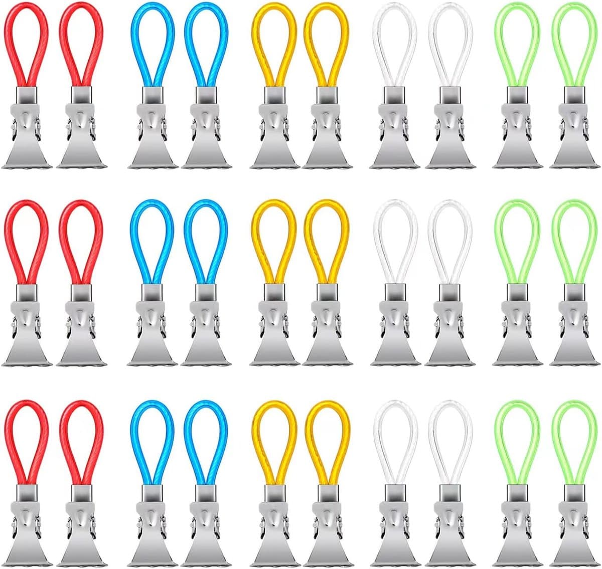 Handdoekhaakjes - 30 stuks - Handdoekclips - Handdoekhaken - Handdoekklemmetjes - Houders - Haken - Klemmetjes - Theedoek - Ophanghaakjes - Voor badkamer en keuken - 5 kleuren — afbeelding 1