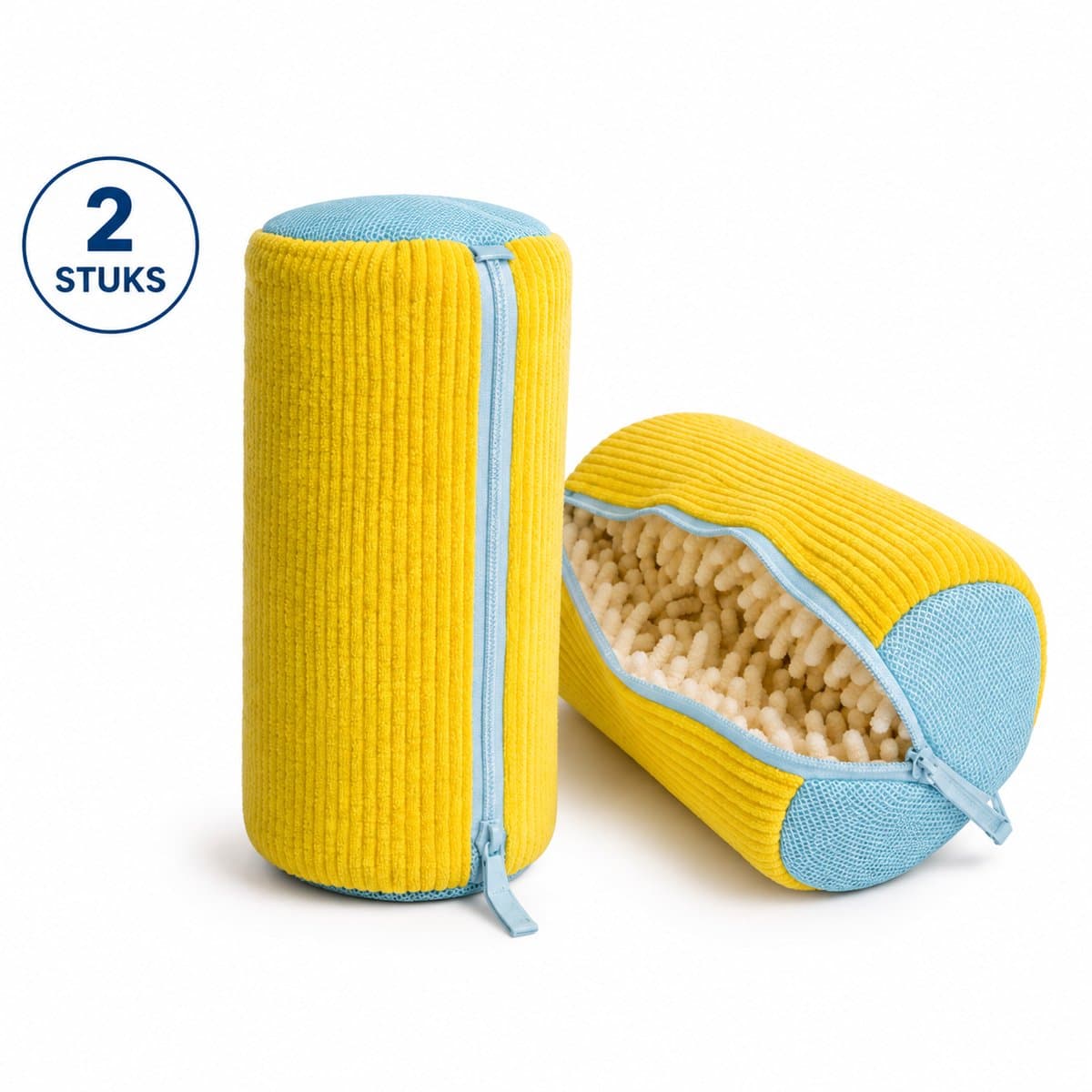 Schoenwaszak voor Wasmachine - 2 Stuks Waszakken voor Sneakers - Zachte Borstelvoering - Met Rits - Herbruikbare Schoenenwaszak voor Sport- en Vrijetijdsschoenen - Geel — afbeelding 1