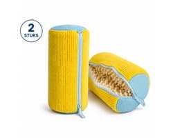 Schoenwaszak voor Wasmachine - 2 Stuks Waszakken voor Sneakers - Zachte Borstelvoering - Met Rits - Herbruikbare Schoenenwaszak voor Sport- en Vrijetijdsschoenen - Geel